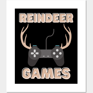 Reindeer Games, Raindeer Games, video games, gamer, video games joke, gift idea,Player,video game,christmas, Rudolph, red nose, antler, Reindeer Posters and Art